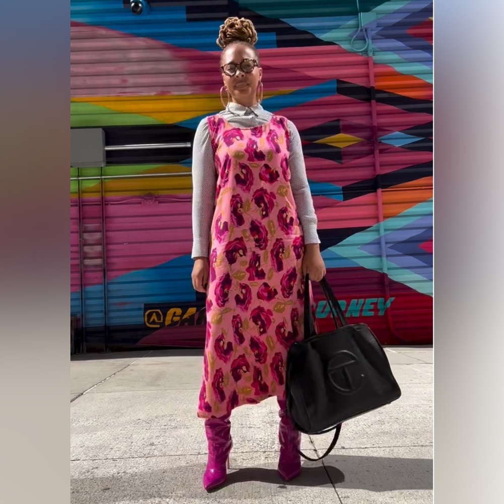 Vintage Pink and Purple Floral Maxi Dress